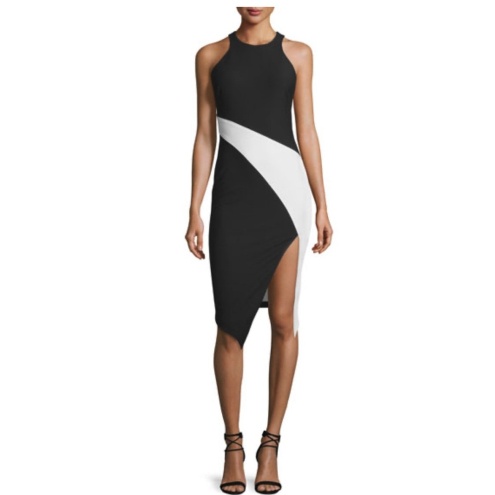 Elizabeth and James Black and White Asymmetrical Dress